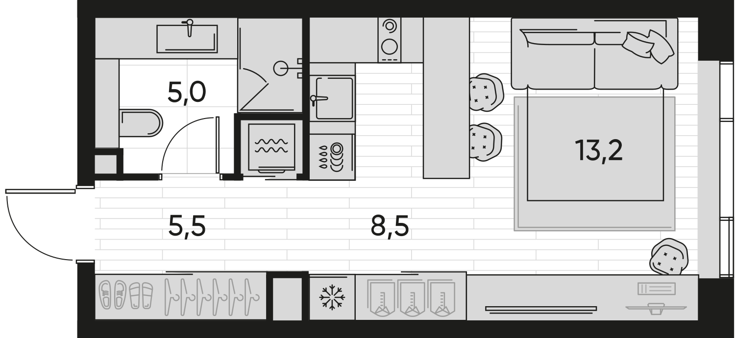 1-комнатная 32 м2 в ЖК ПРАЙД корпус null этаж 11