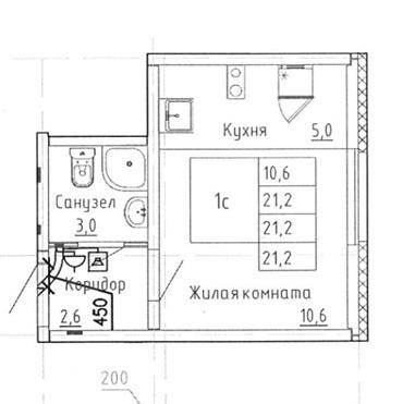 Студия 21.3 м2 в ЖК undefined корпус null этаж 15