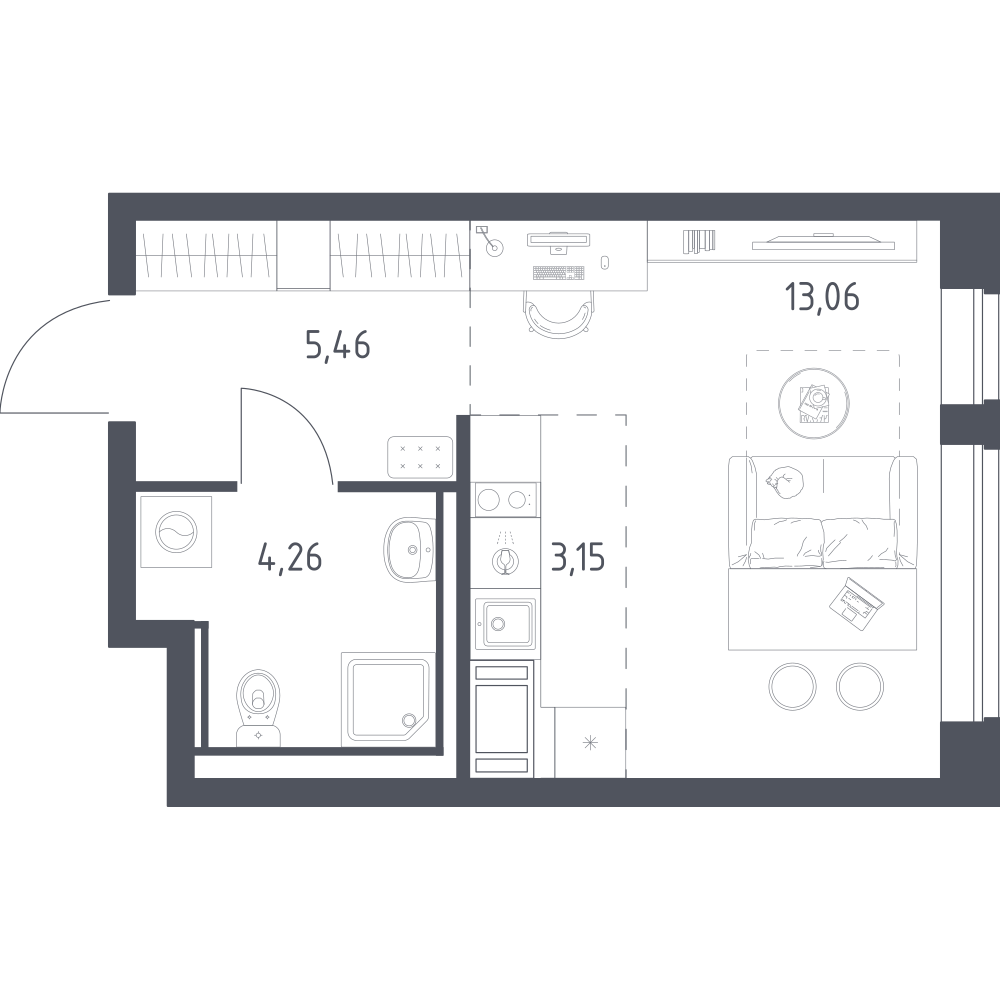 Студия 25 м2 в ЖК Новое Колпино корпус null этаж 7