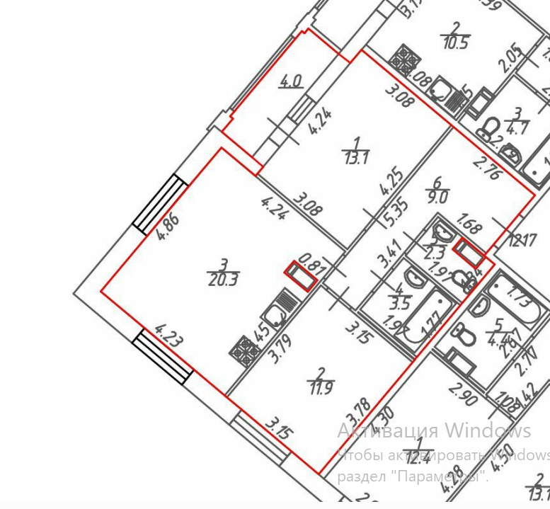2-комнатная 60.1 м2 в ЖК undefined корпус null этаж 8