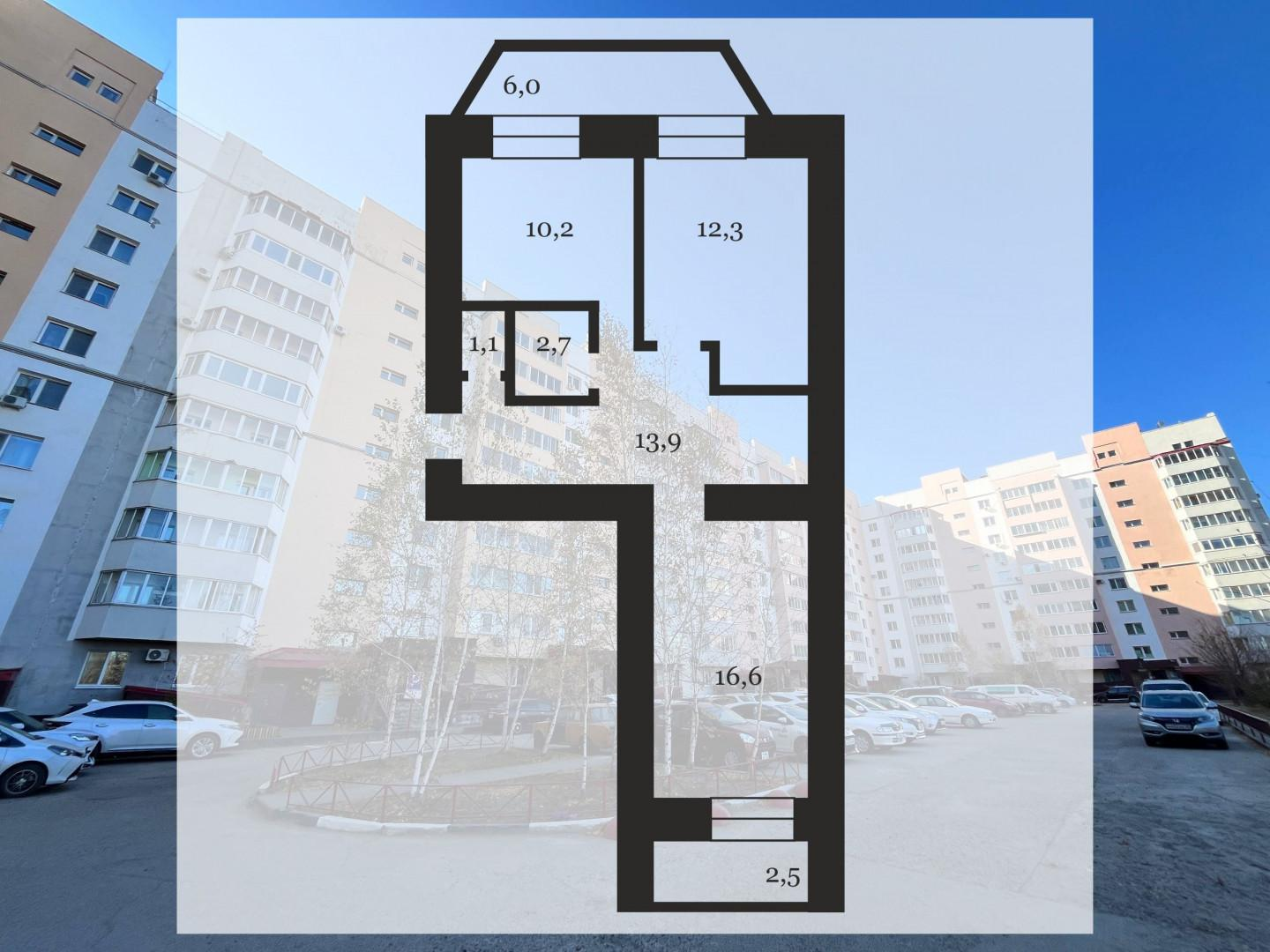 2-комнатная 59.7 м2 в ЖК undefined корпус null этаж 3