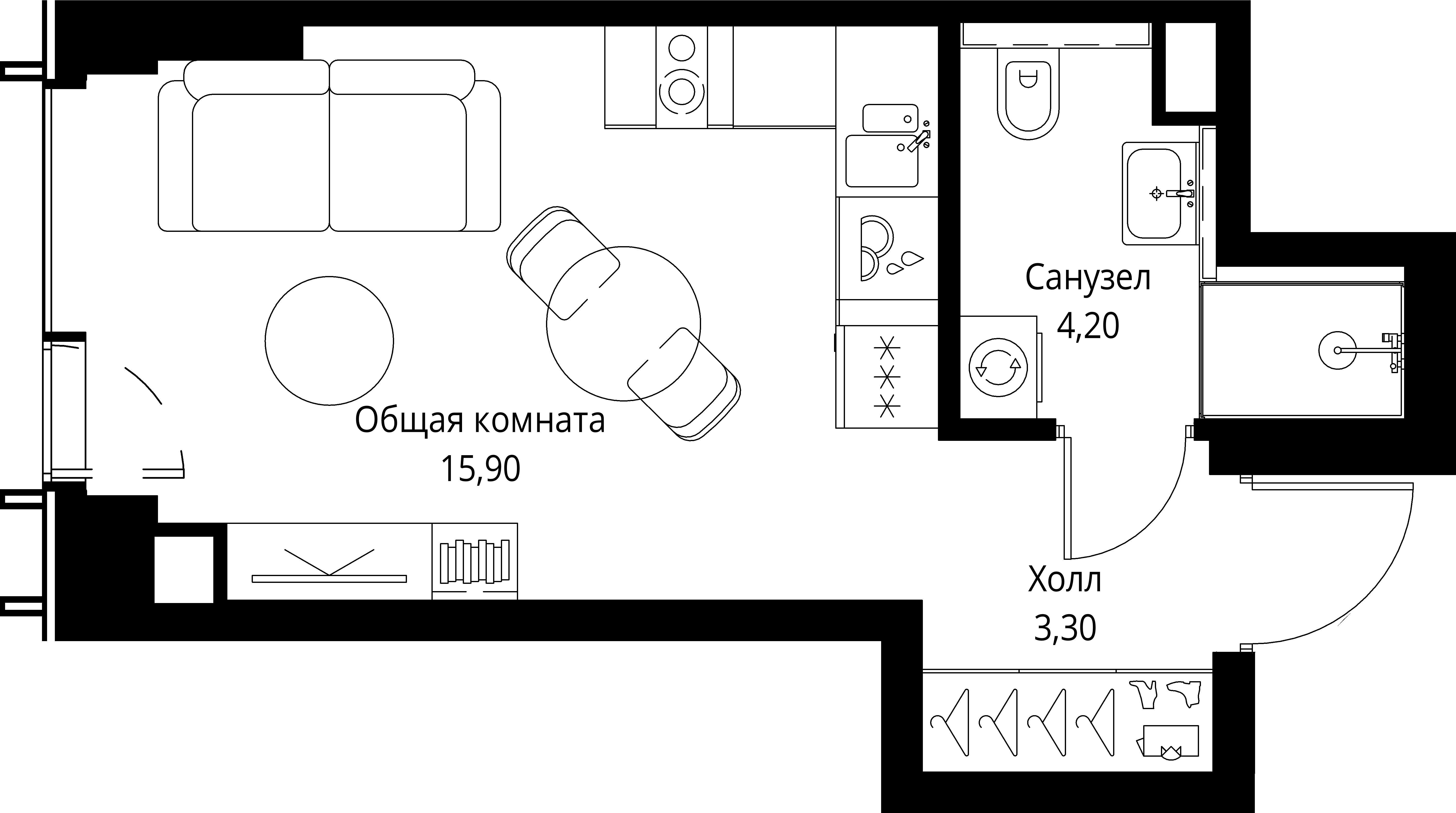 Студия 24 м2 в ЖК VEER корпус null этаж 14