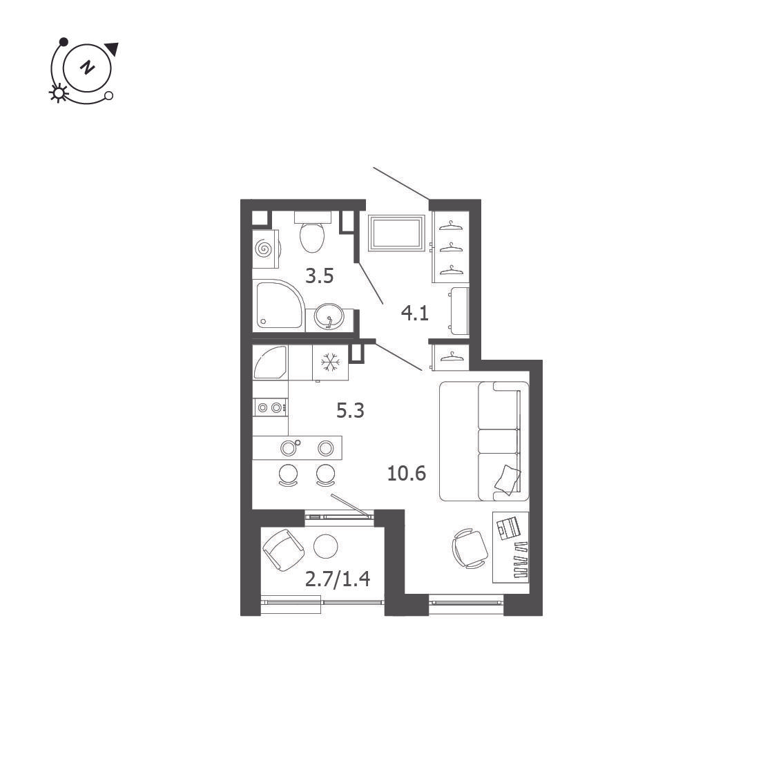 Студия 25 м2 в ЖК Пулковский дом корпус null этаж 3