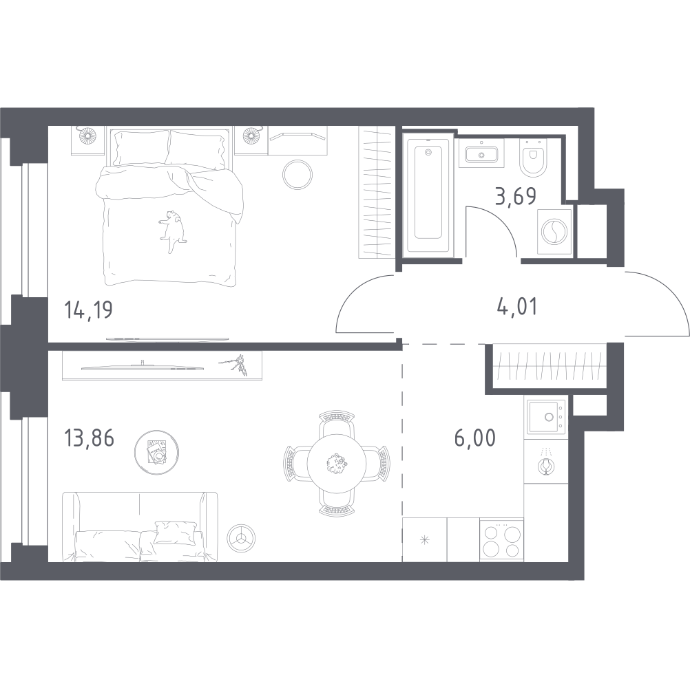 Студия 41 м2 в ЖК Верейская 41 корпус null этаж 6