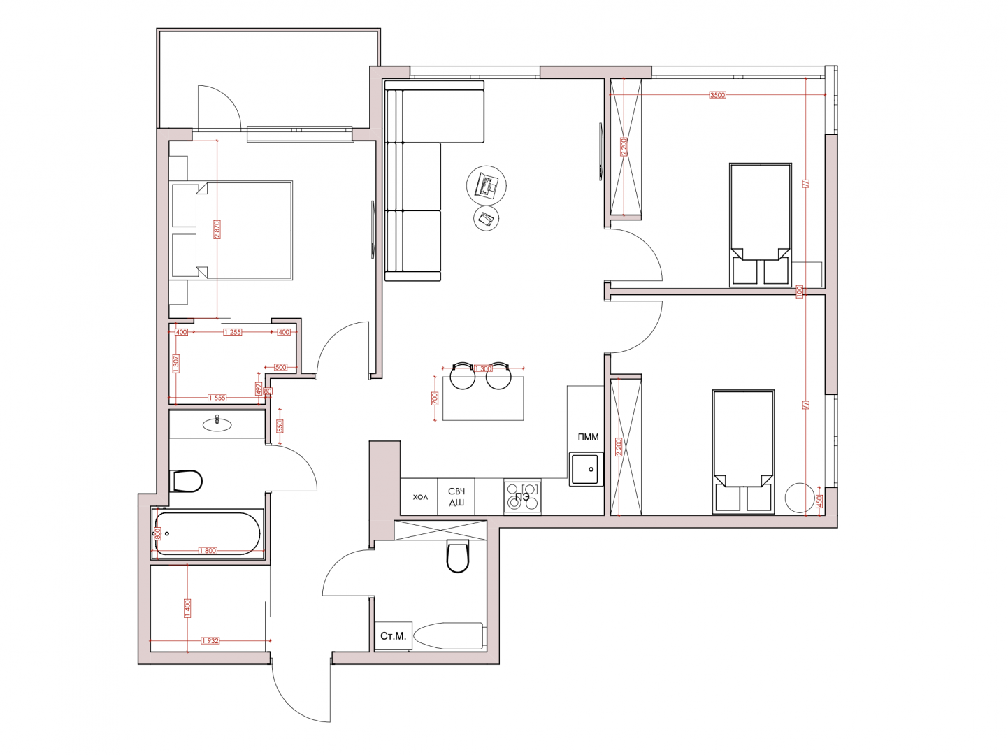4-комнатная 83 м2 в ЖК undefined корпус null этаж 13