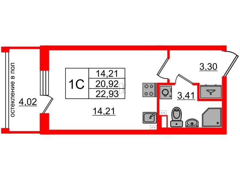 Студия 20 м2 в ЖК Univer City корпус null этаж 2