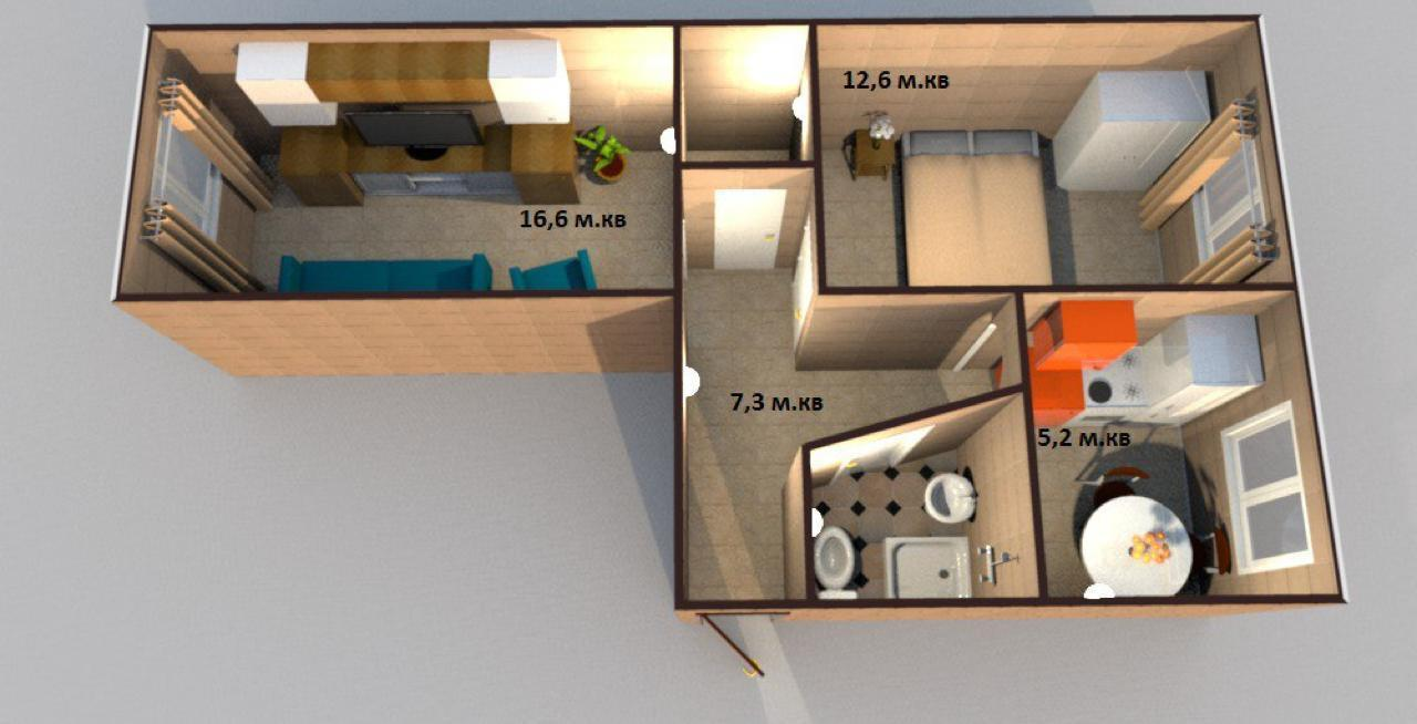 2-комнатная 44.9 м2 в ЖК undefined корпус null этаж 4