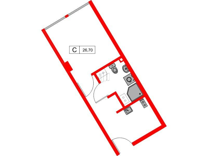 Студия 26 м2 в ЖК МОСКО корпус null этаж 3