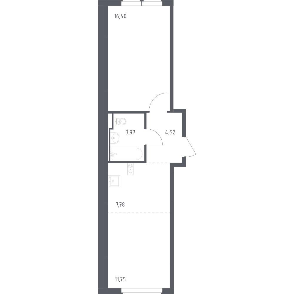 1-комнатная 44.4 м2 в ЖК undefined корпус null этаж 13