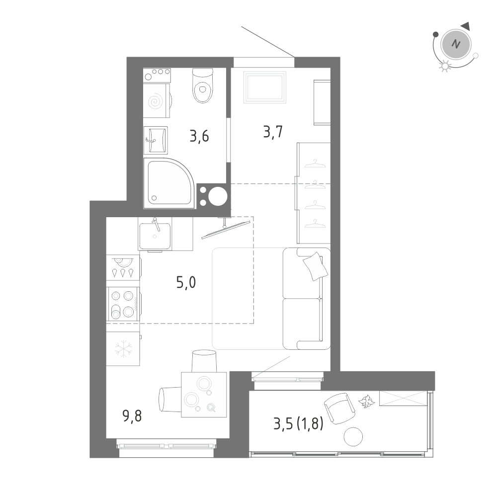 Студия 23 м2 в ЖК Клюква.Парк корпус null этаж 8