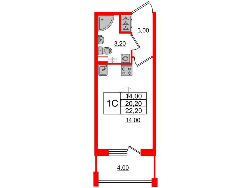 Студия 20 м2 в ЖК Универ Сити корпус null этаж 3