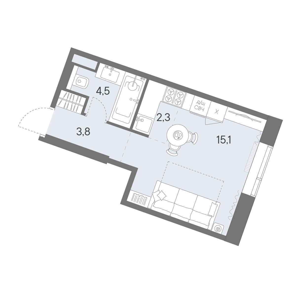 Студия 25 м2 в ЖК Родина Переделкино корпус null этаж 9