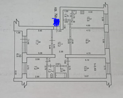 4-комнатная 77 м2 в ЖК undefined корпус null этаж 5