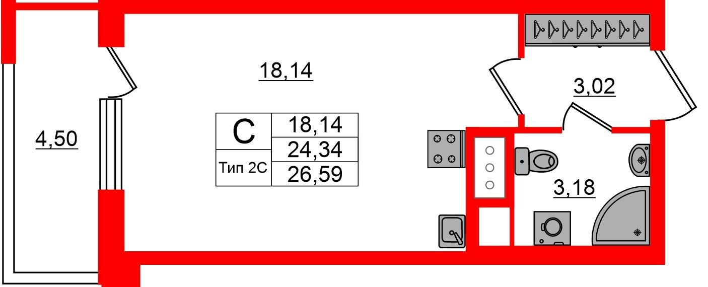 Студия 24 м2 в ЖК Сэтл Ривьера корпус null этаж 10