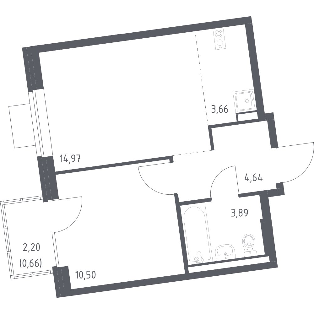 Студия 38 м2 в ЖК Подольские кварталы корпус null этаж 3