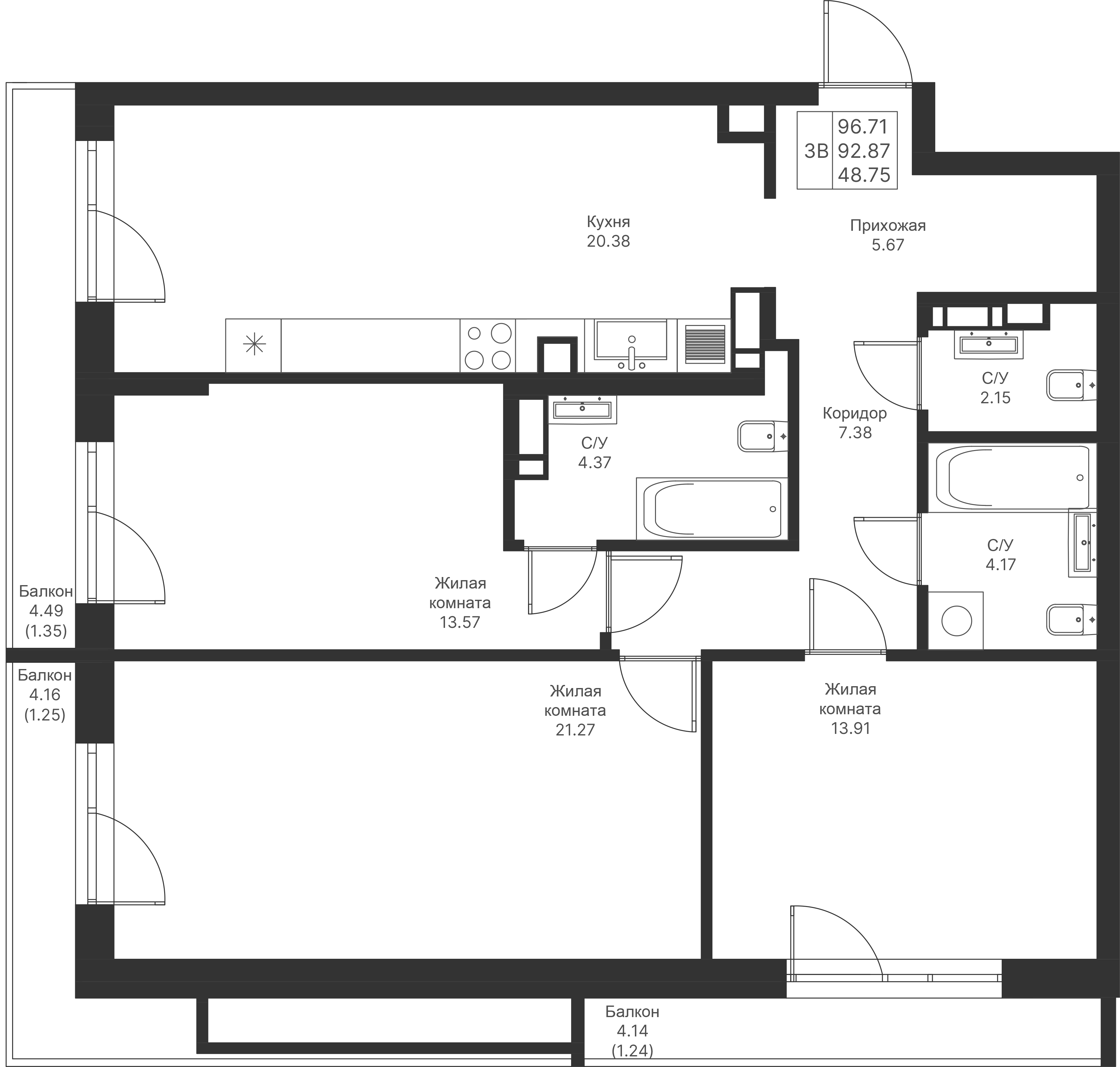 Студия 96 м2 в ЖК Мой Ритм корпус null этаж 10
