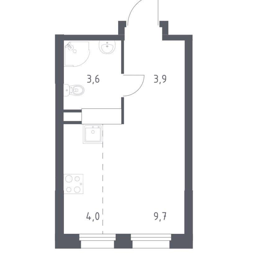 Студия 21.2 м2 в ЖК undefined корпус null этаж 9