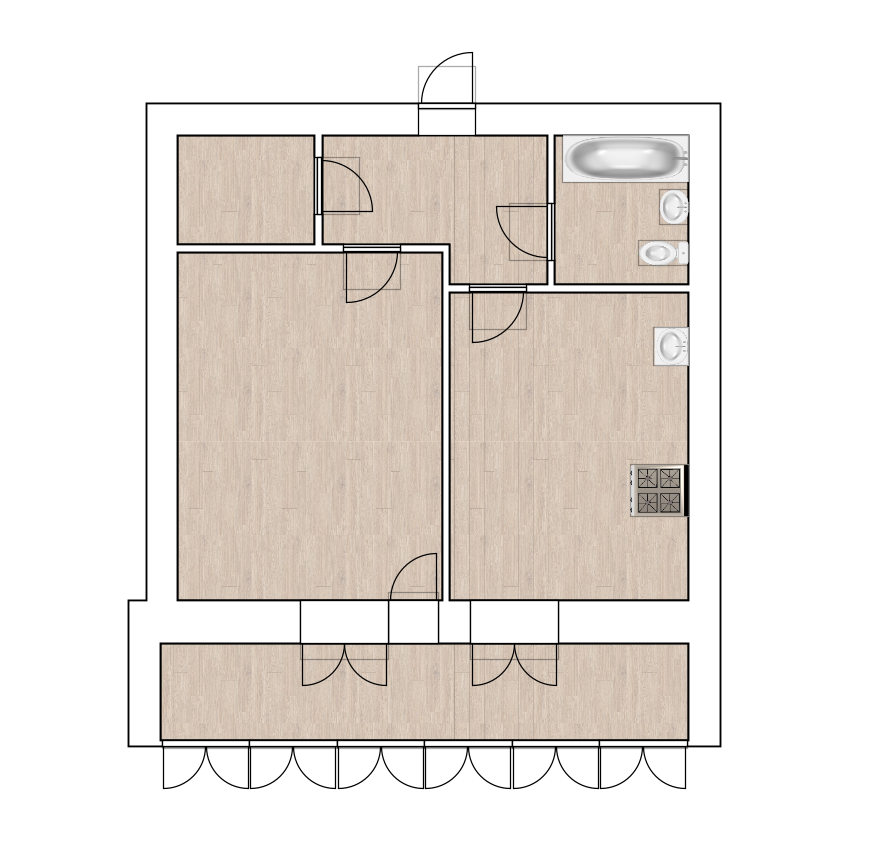 1-комнатная 44 м2 в ЖК undefined корпус null этаж 4