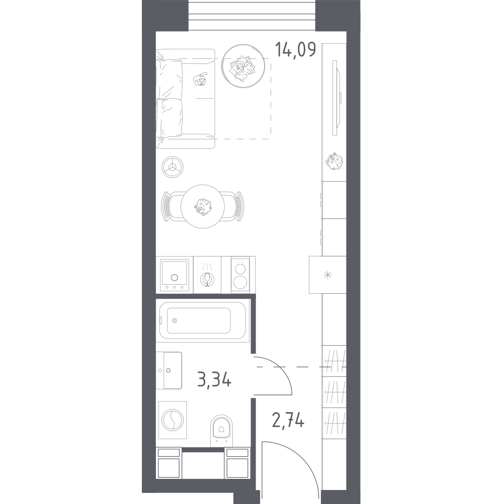 Студия 20 м2 в ЖК Пятницкое 58 корпус null этаж 5