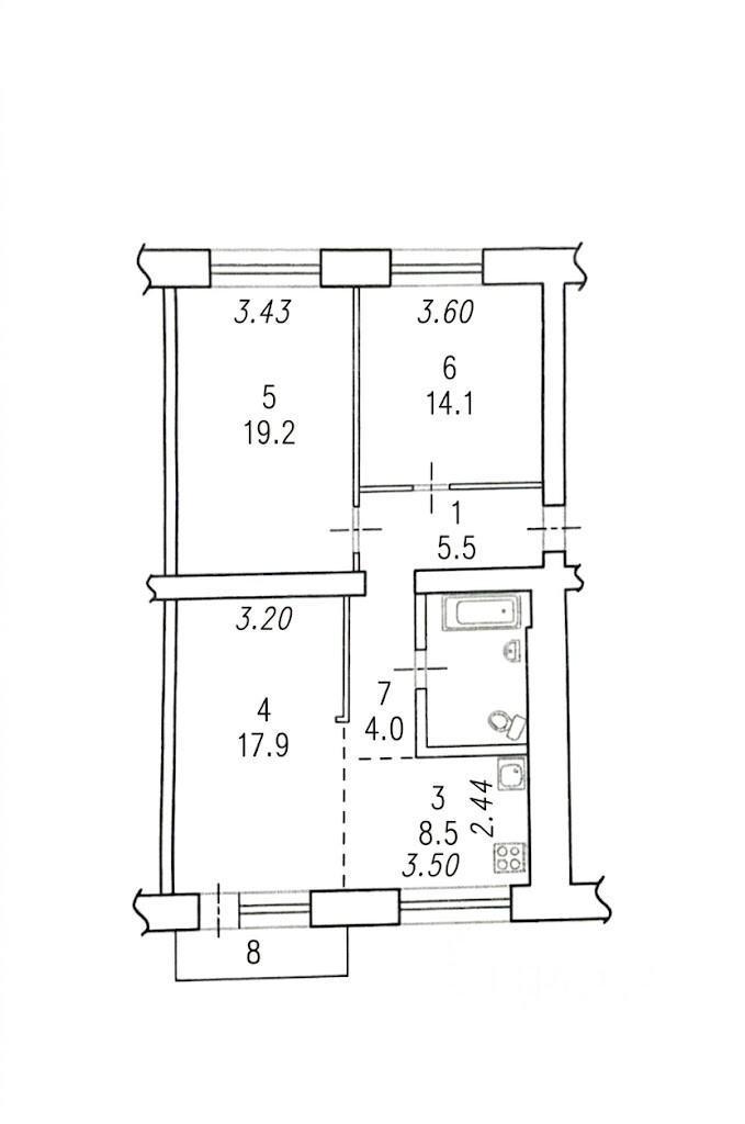 3-комнатная 76.8 м2 в ЖК undefined корпус null этаж 4