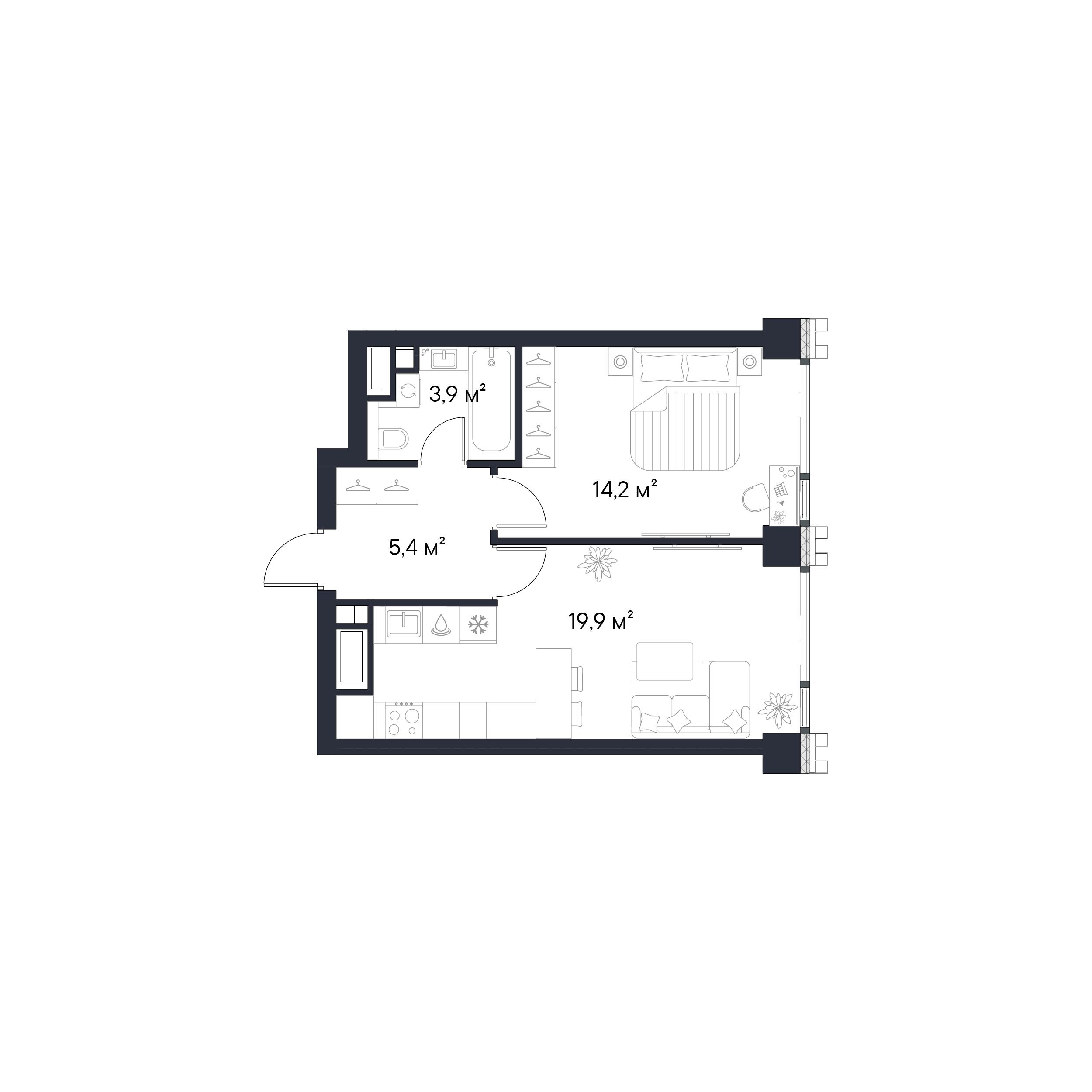 1-комнатная 43 м2 в ЖК 1-й Нагатинский корпус null этаж 15