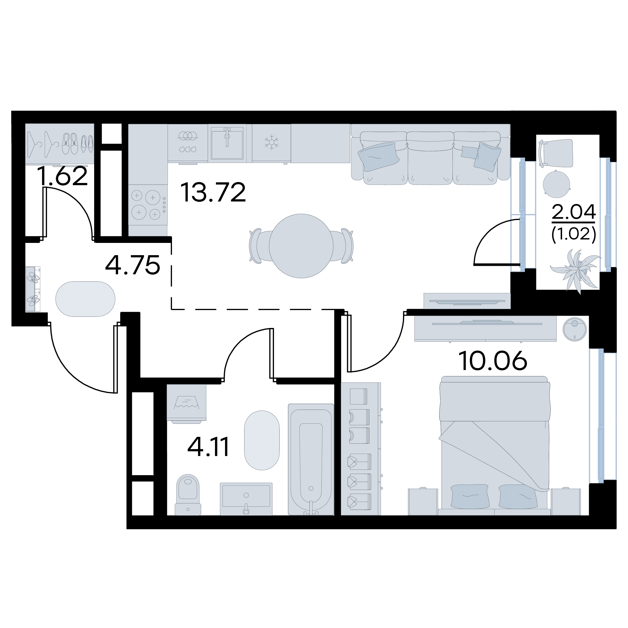 1-комнатная 35 м2 в ЖК Октябрьский корпус null этаж 12