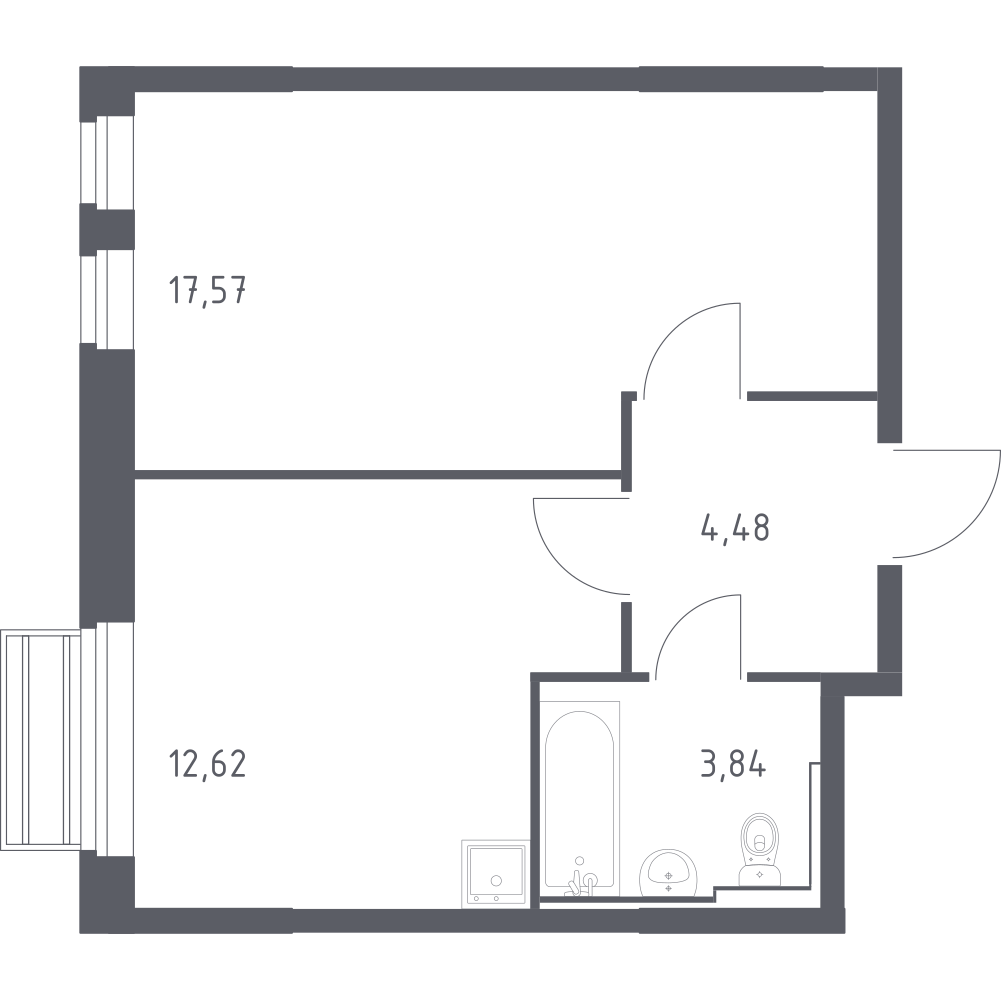1-комнатная 38 м2 в ЖК Рублёвский Квартал корпус null этаж 7