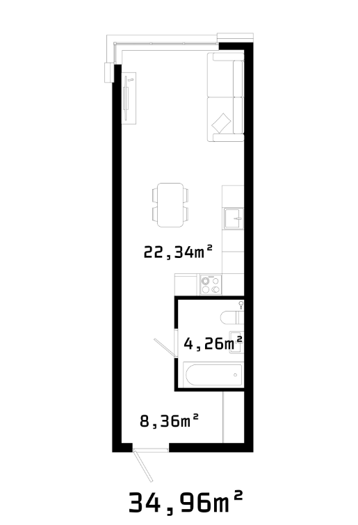 Студия 35.2 м2 в ЖК undefined корпус null этаж 13