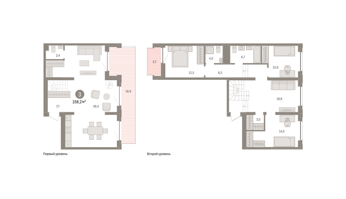 3-комнатная 158 м2 в ЖК Речной порт корпус null этаж 2