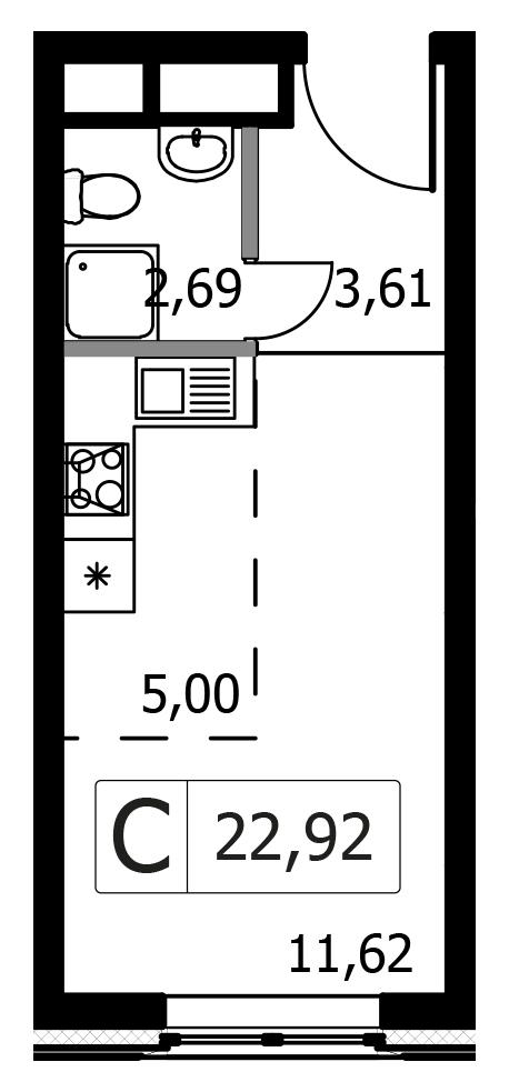 Студия 22 м2 в ЖК Городские Истории корпус null этаж 11