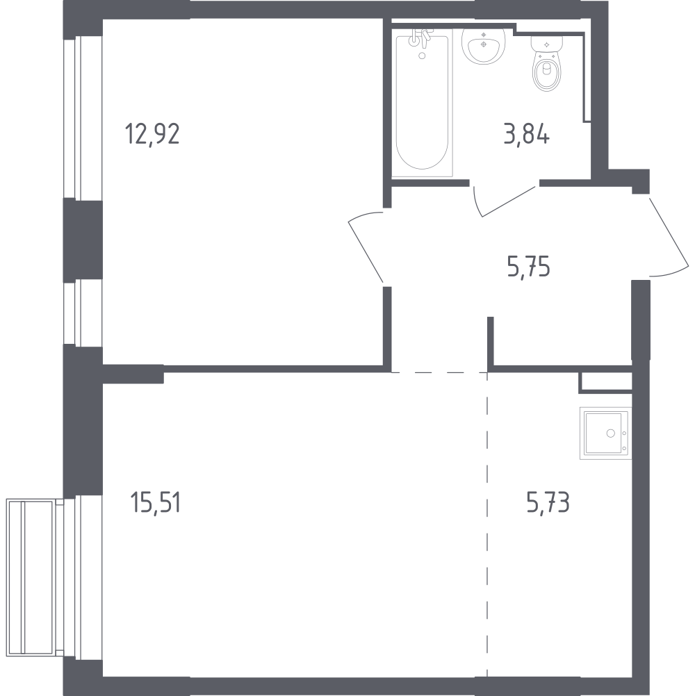 Студия 43 м2 в ЖК Рублёвский Квартал корпус null этаж 3