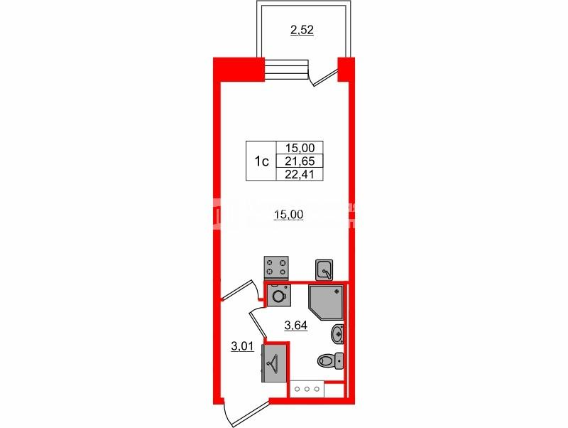 Студия 21 м2 в ЖК Setl Лофт корпус null этаж 5