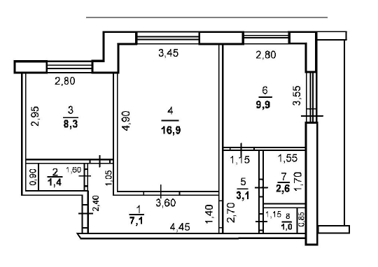 2-комнатная 50.3 м2 в ЖК undefined корпус null этаж 1