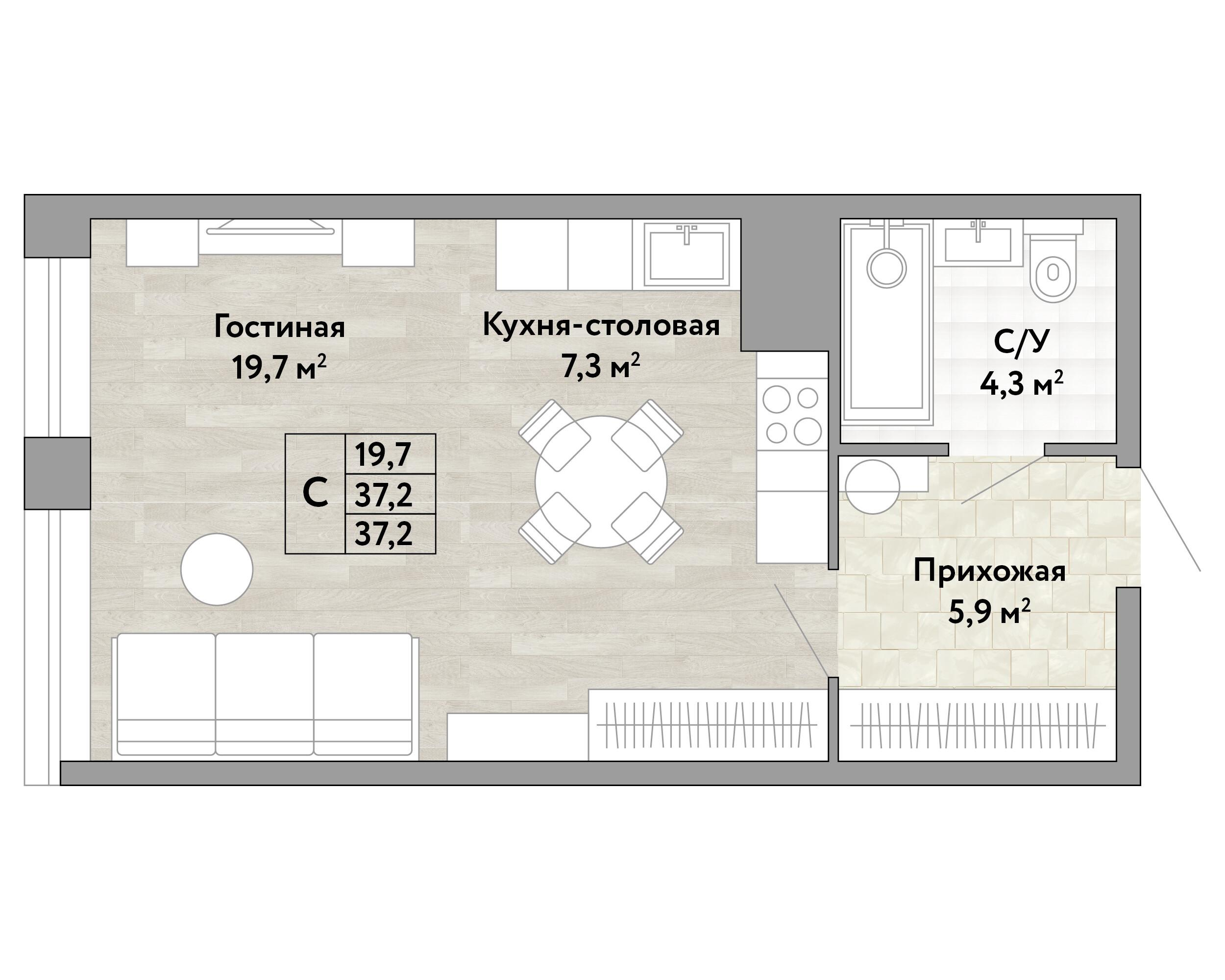 Студия 37 м2 в ЖК Green 2 корпус null этаж 11