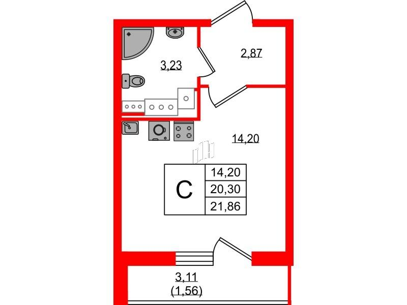 Студия 21 м2 в ЖК Master Place корпус null этаж 17