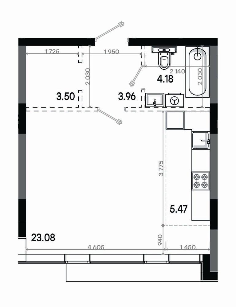 Студия 40 м2 в ЖК Минтимер корпус null этаж 12