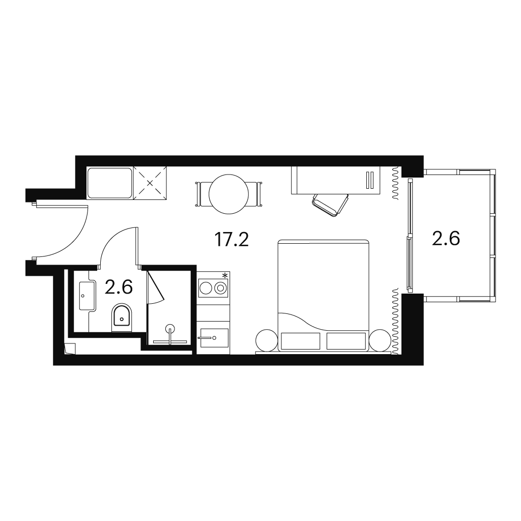 1-комнатная 22 м2 в ЖК Аквилон Сигнал корпус null этаж 23