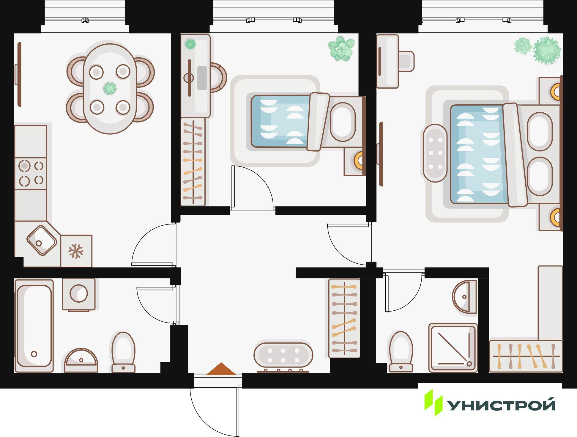 2-комнатная 61 м2 в ЖК Жилой кластер Q на Кулагина корпус null этаж 13