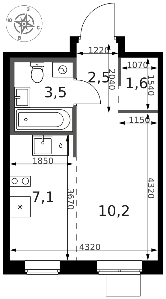 Студия 24 м2 в ЖК 1-й Ясеневский корпус null этаж 11