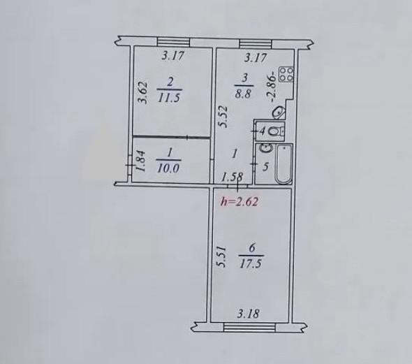 2-комнатная 51.3 м2 в ЖК undefined корпус null этаж 1