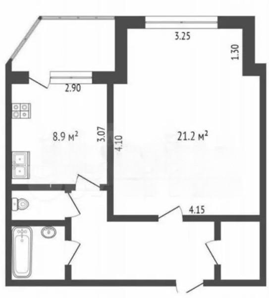 1-комнатная 43.4 м2 в ЖК undefined корпус null этаж 2