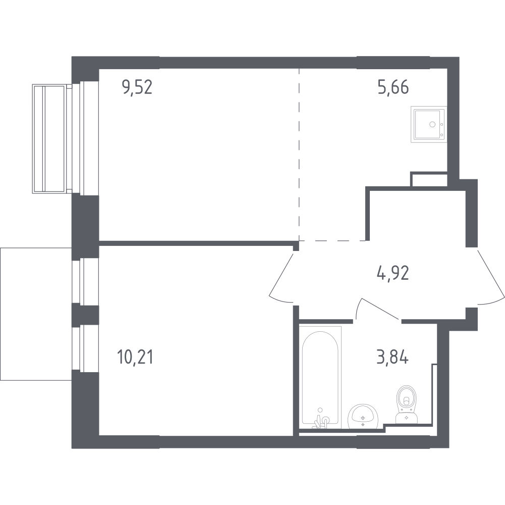 Студия 34 м2 в ЖК Рублёвский Квартал корпус null этаж 5
