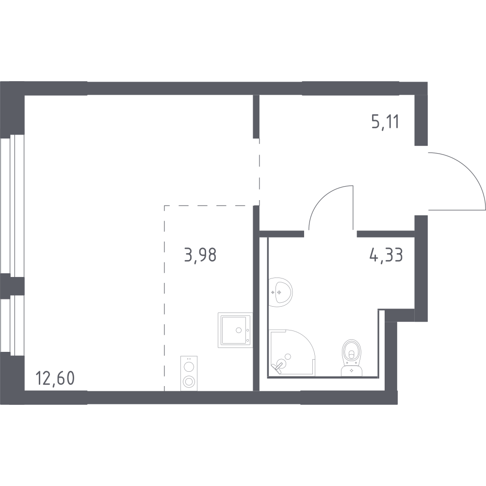 Студия 26 м2 в ЖК Новое Колпино корпус null этаж 1