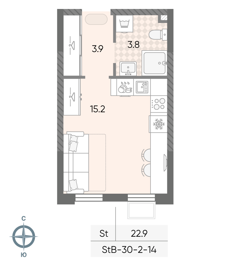 Студия 22 м2 в ЖК ЛУЧИ корпус null этаж 6