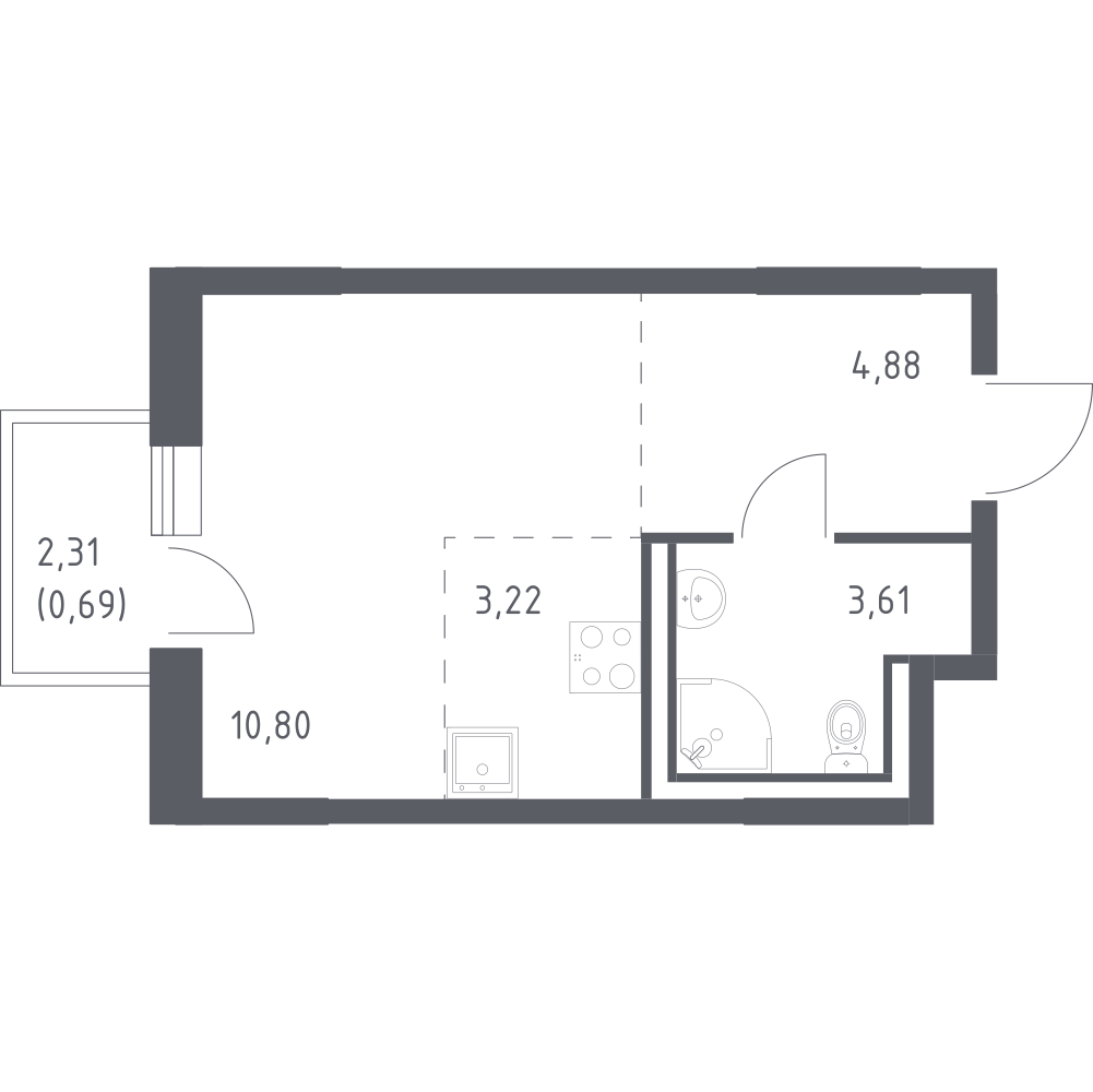 Студия 23 м2 в ЖК Квартал Лаголово корпус null этаж 2