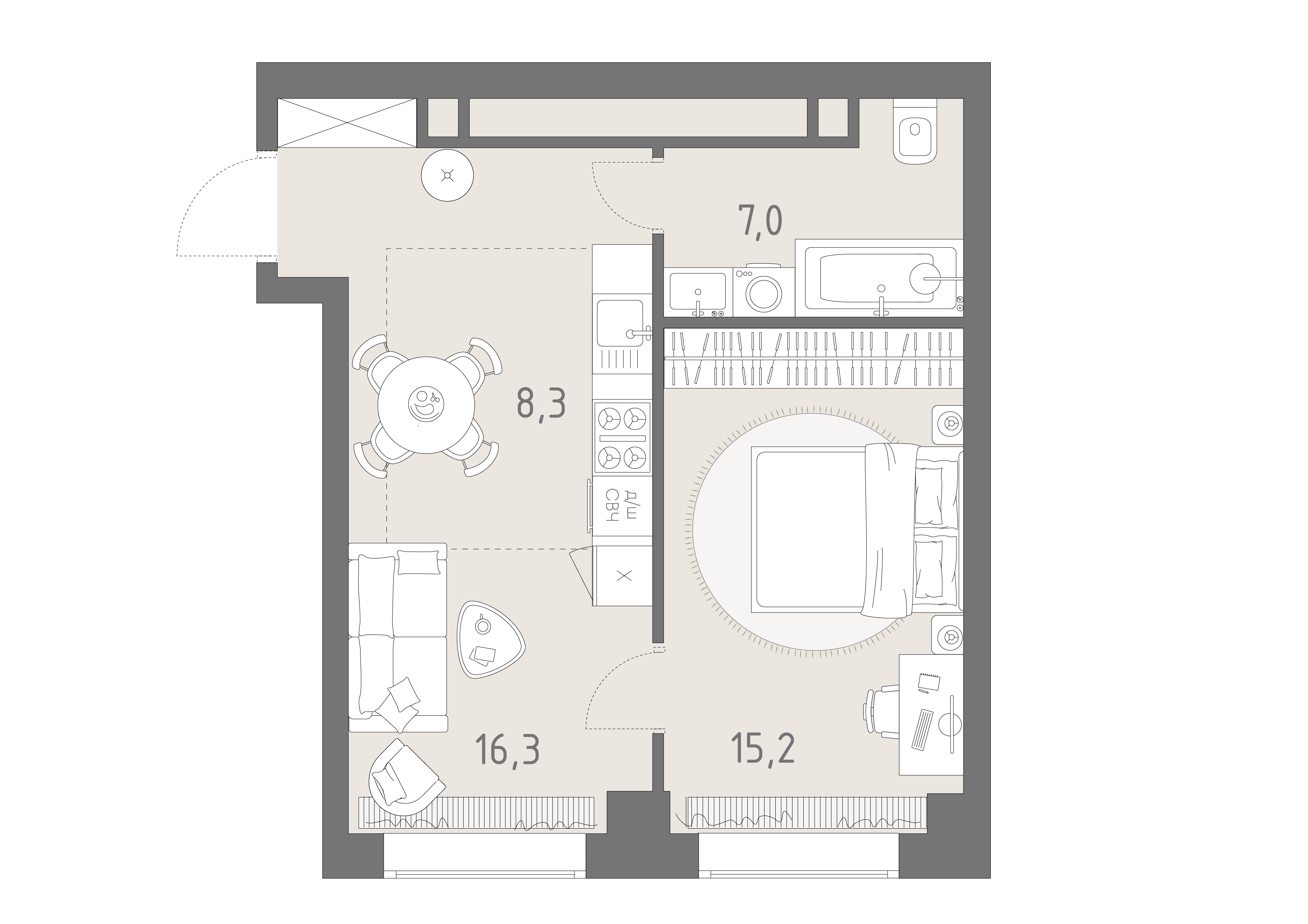 2-комнатная 46 м2 в ЖК Родина парк корпус null этаж 29