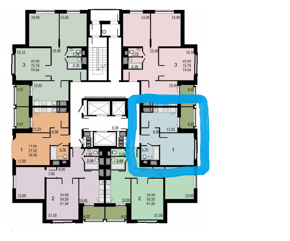 1-комнатная 35.5 м2 в ЖК undefined корпус null этаж 15