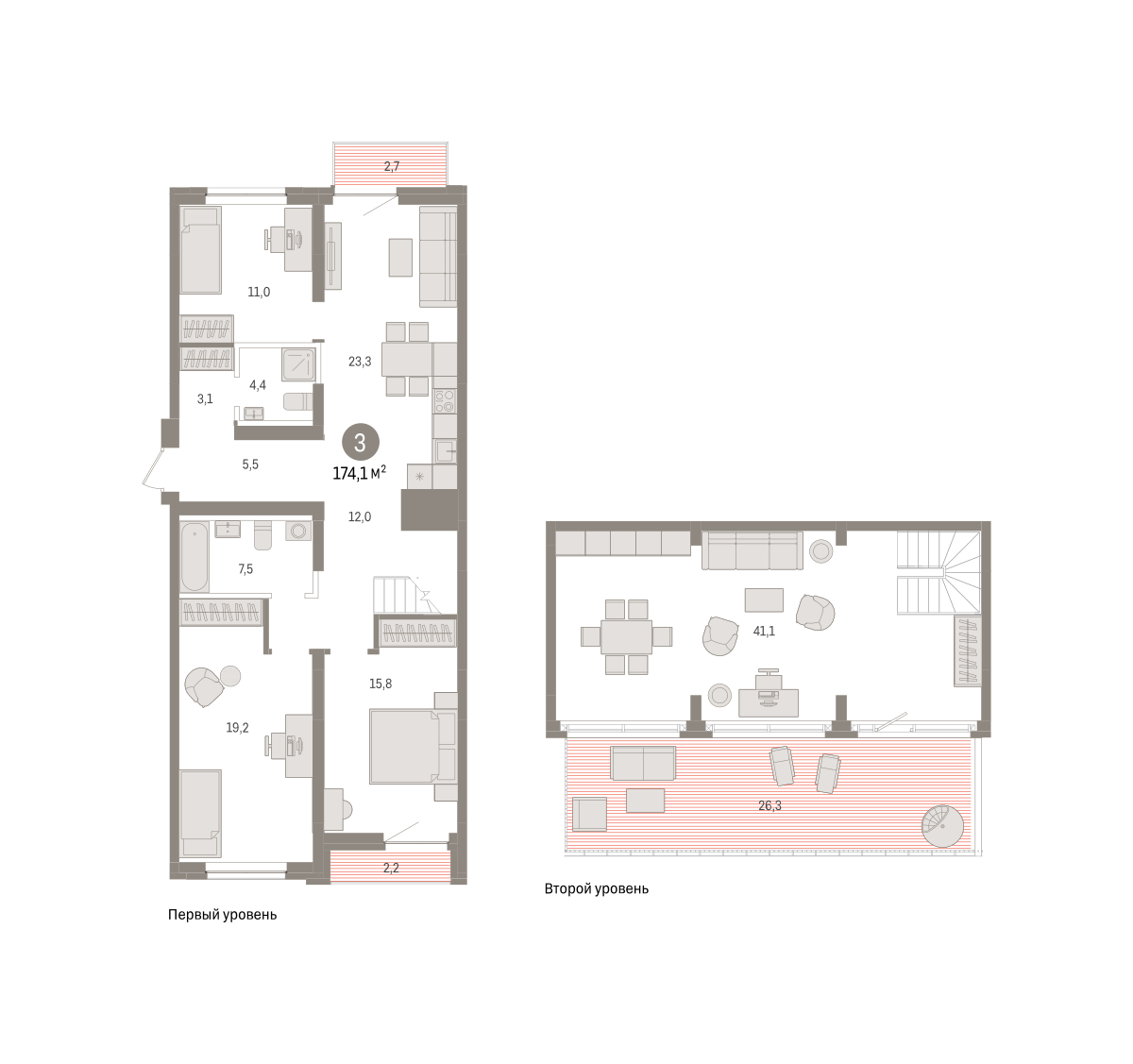 3-комнатная 174 м2 в ЖК Речной порт корпус null этаж 8