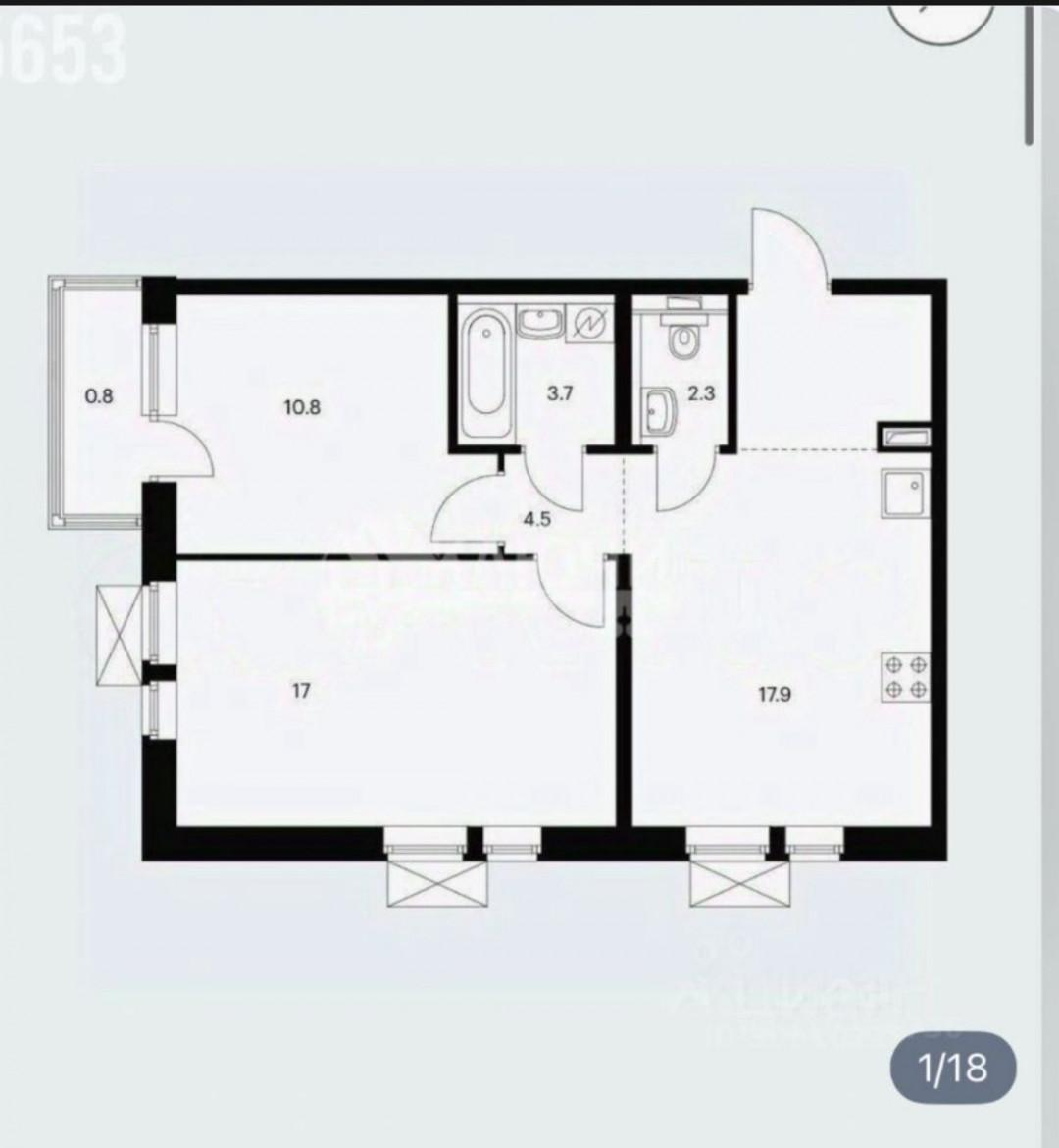 2-комнатная 63 м2 в ЖК undefined корпус null этаж 8