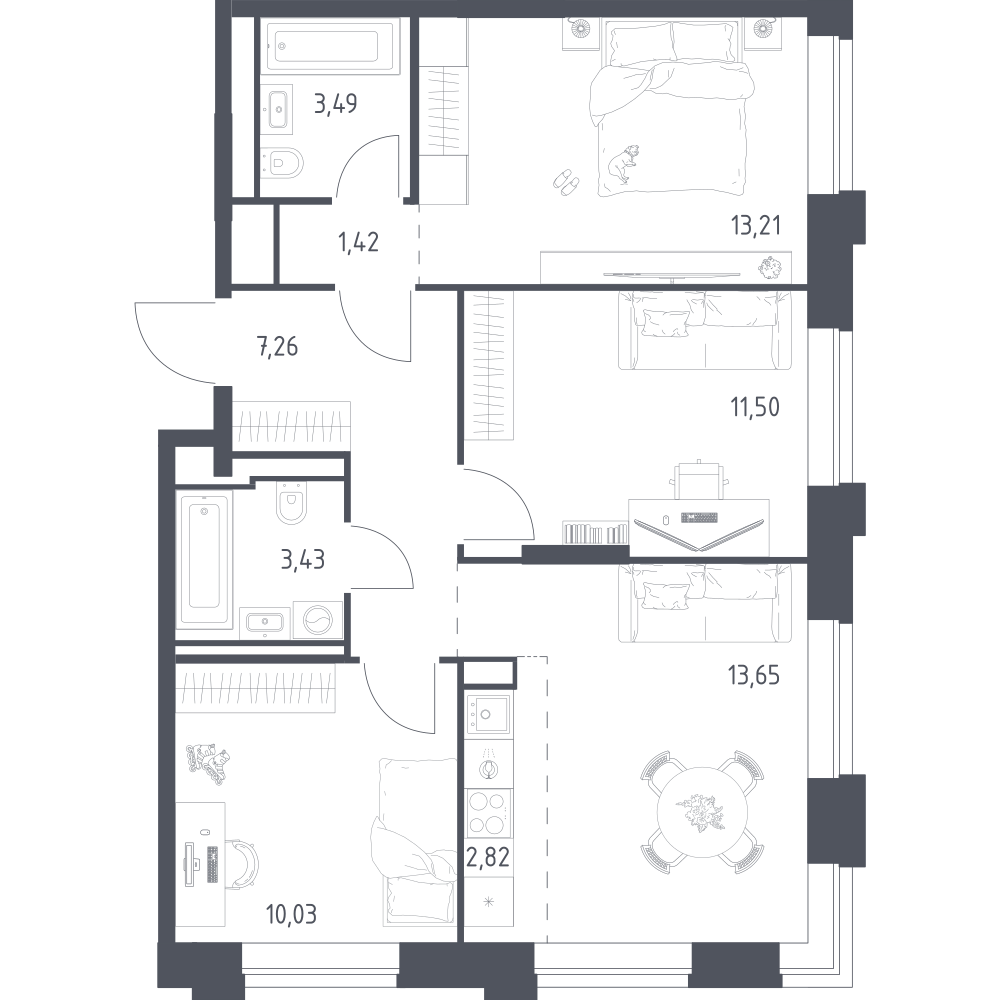 Студия 66 м2 в ЖК Верейская 41 корпус null этаж 6